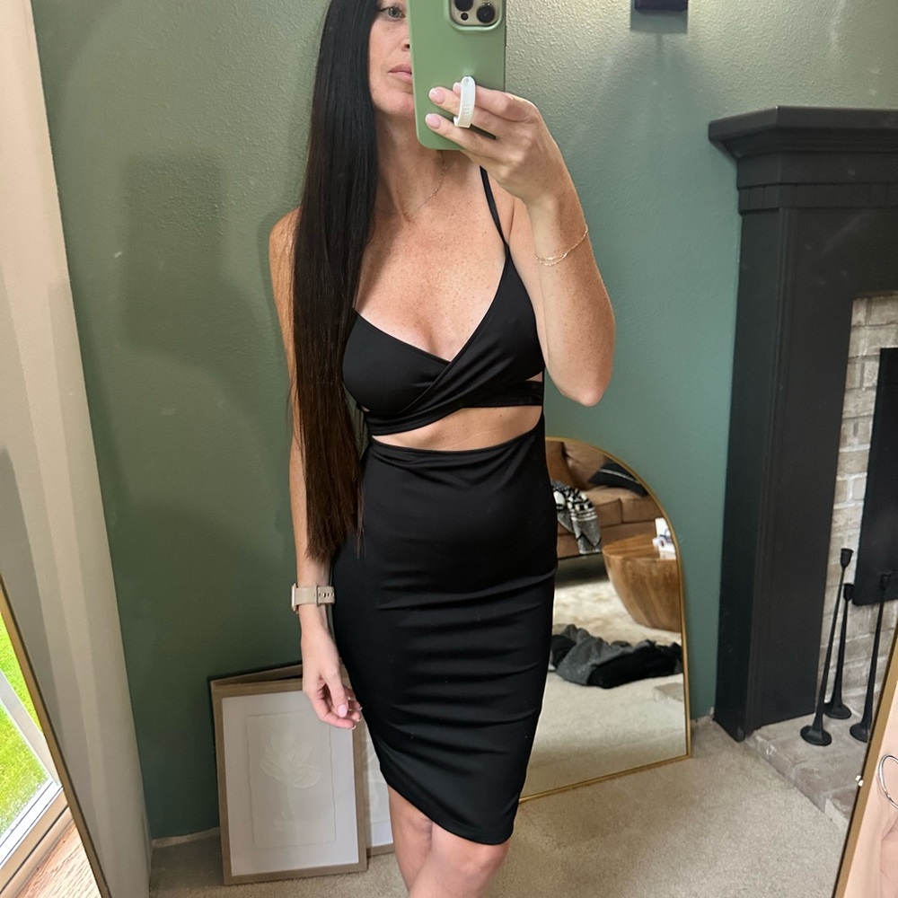 Black criss cross dress, midi